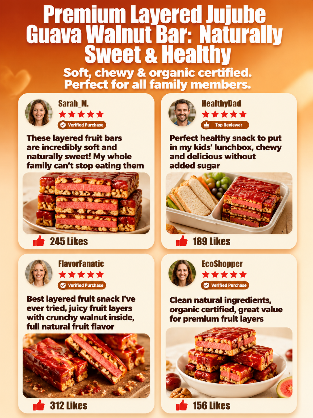 Sweet & Sour Jujube Guava Sandwich Snacks  Soft Chewy Natural Dried Fruit Treat-9YOE9