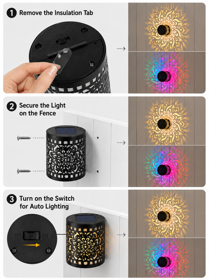 Solar Mandala Fence Lights, Outdoor Wall Decor-9YOE9