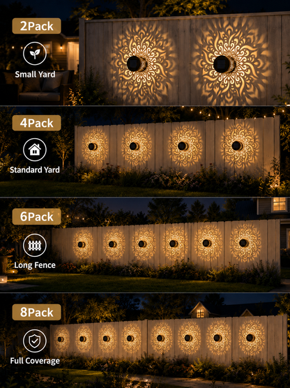 Solar Mandala Fence Lights, Outdoor Wall Decor-9YOE9