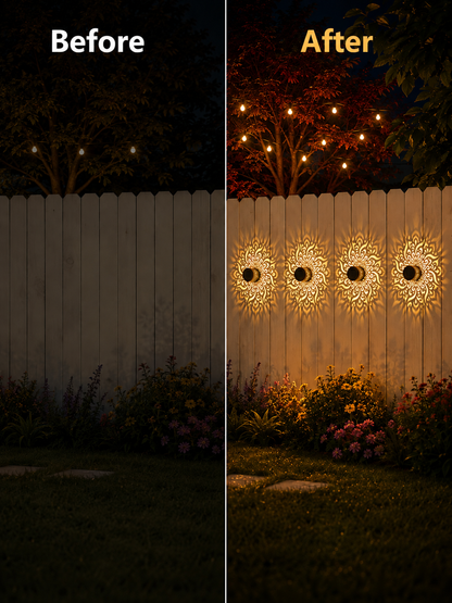 Solar Mandala Fence Lights, Outdoor Wall Decor-9YOE9