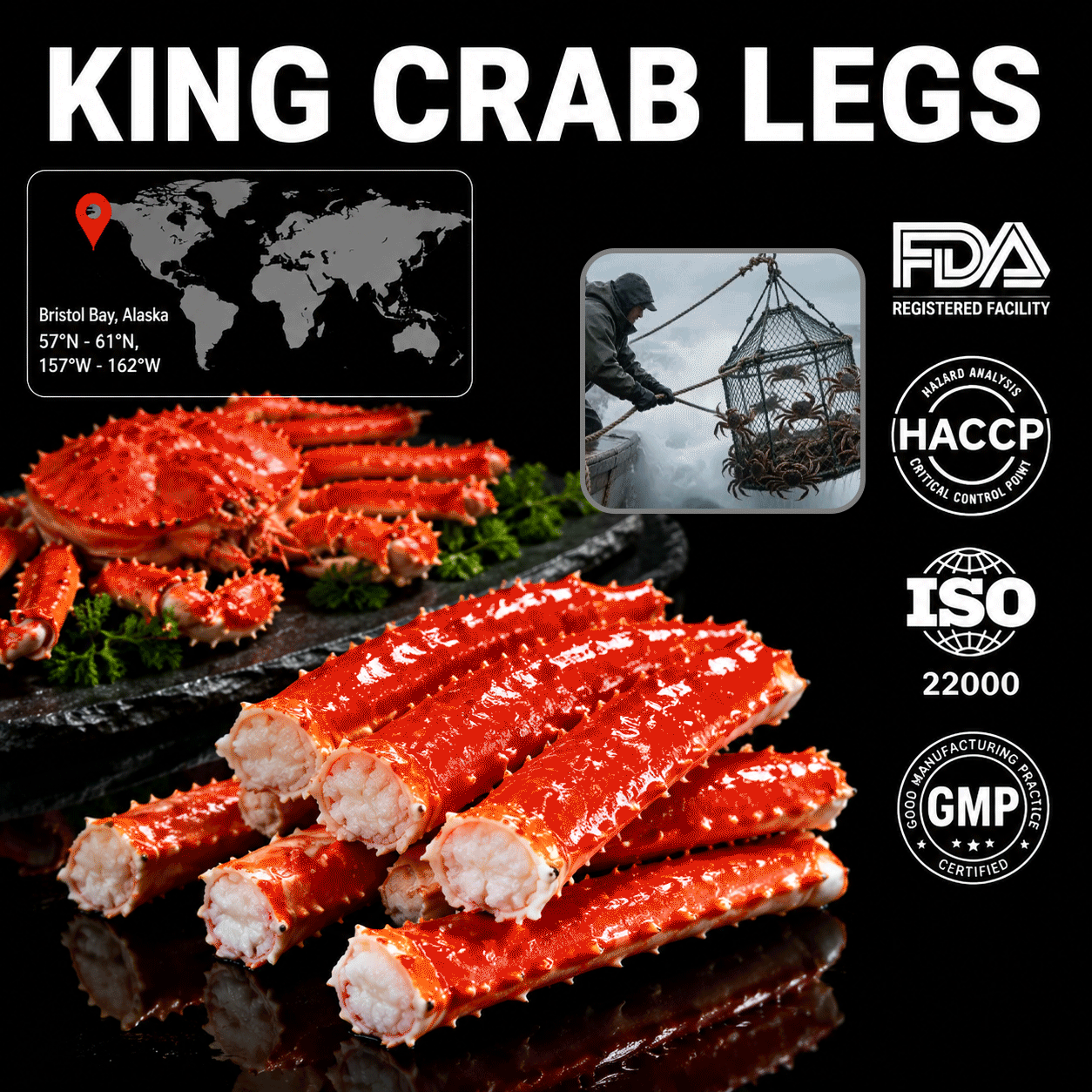 🦀Alaskan Red King Crab Legs，Rare species from 300 meters deep in the Bering Sea-9YOE9