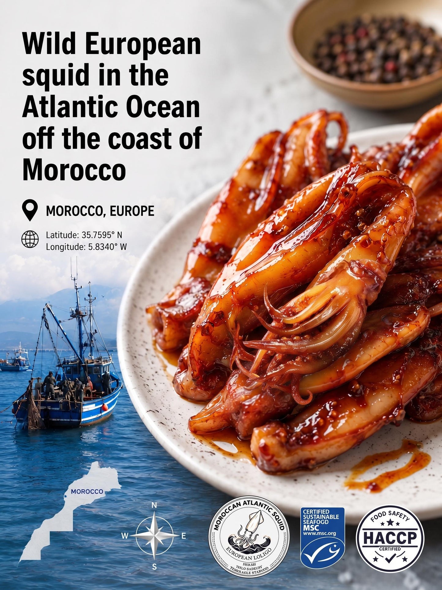 🦑 High-protein grilled squid caught in the deep Atlantic Ocean-9YOE9