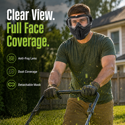 Full-Face Outdoor Goggles with Anti-Fog Lens & Detachable Mask-9YB