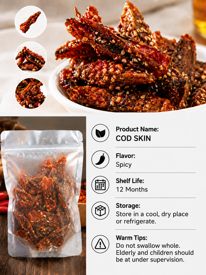 🌶️Premium Crispy Spicy Cod Skin Snack | Crunchy Seafood Chips-9YOE9