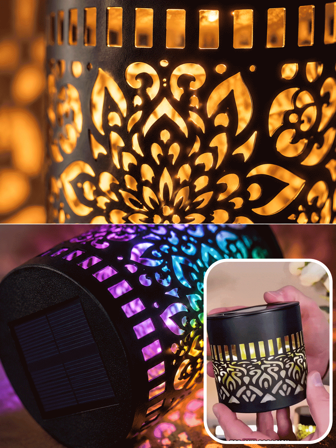 Solar Mandala Fence Lights, Outdoor Wall Decor-9YOE9