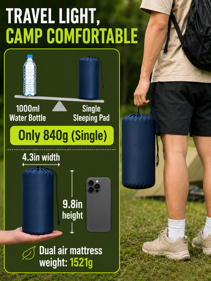 Ultra-Light Inflatable Camping Sleeping Pad with Built-in Foot Pump-9YOE9