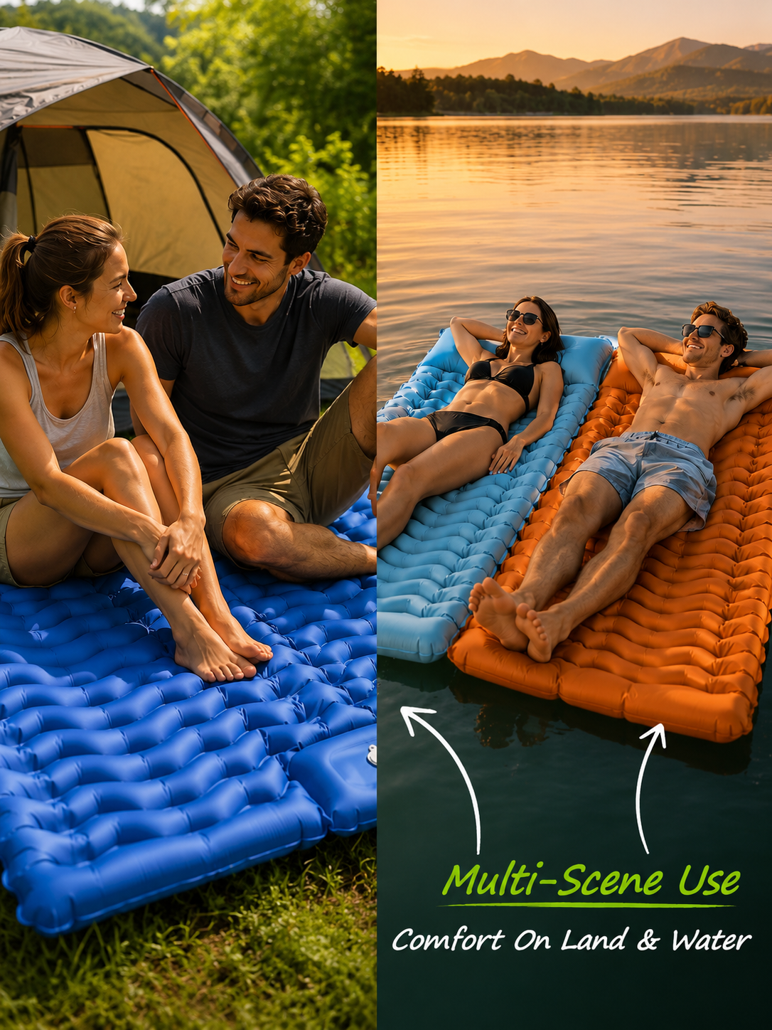 Ultra-Light Inflatable Camping Sleeping Pad with Built-in Foot Pump-9YOE9