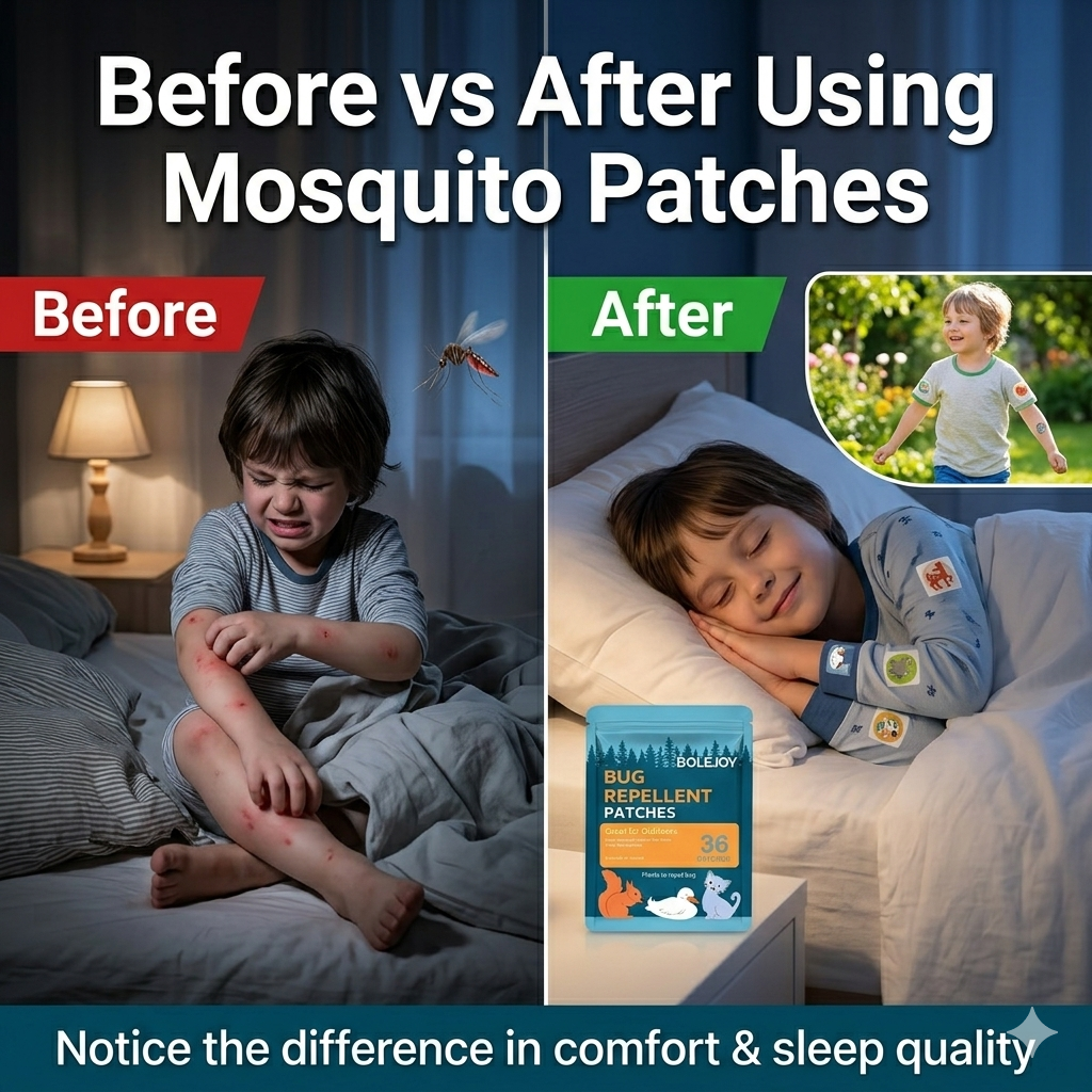 BOLEJOY Mosquito Repellent Patches – Safe for Kids & Adults, 24-Hour Protection for Travel, Camping & Outdoor Activities-9YB