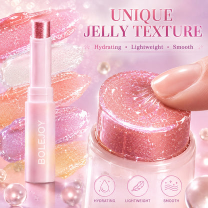 BOLEJOY 6PCS Jelly Glitter Stick Set – 3-in-1 Eyeshadow, Highlighter & Lip Glow with Hydrating Shimmer Finish-9YB