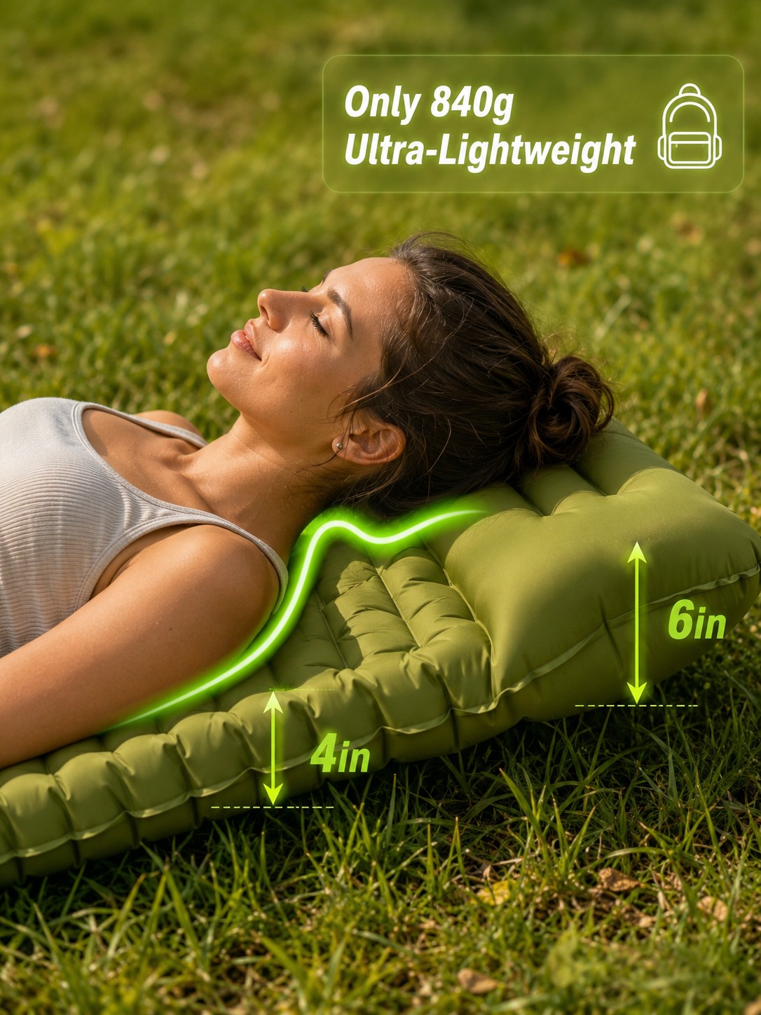Ultra-Light Inflatable Camping Sleeping Pad with Built-in Foot Pump-9YOE9