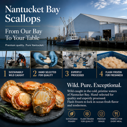 High-protein, ready-to-eat scallop meat from Nantucket Bay Scallops-Family