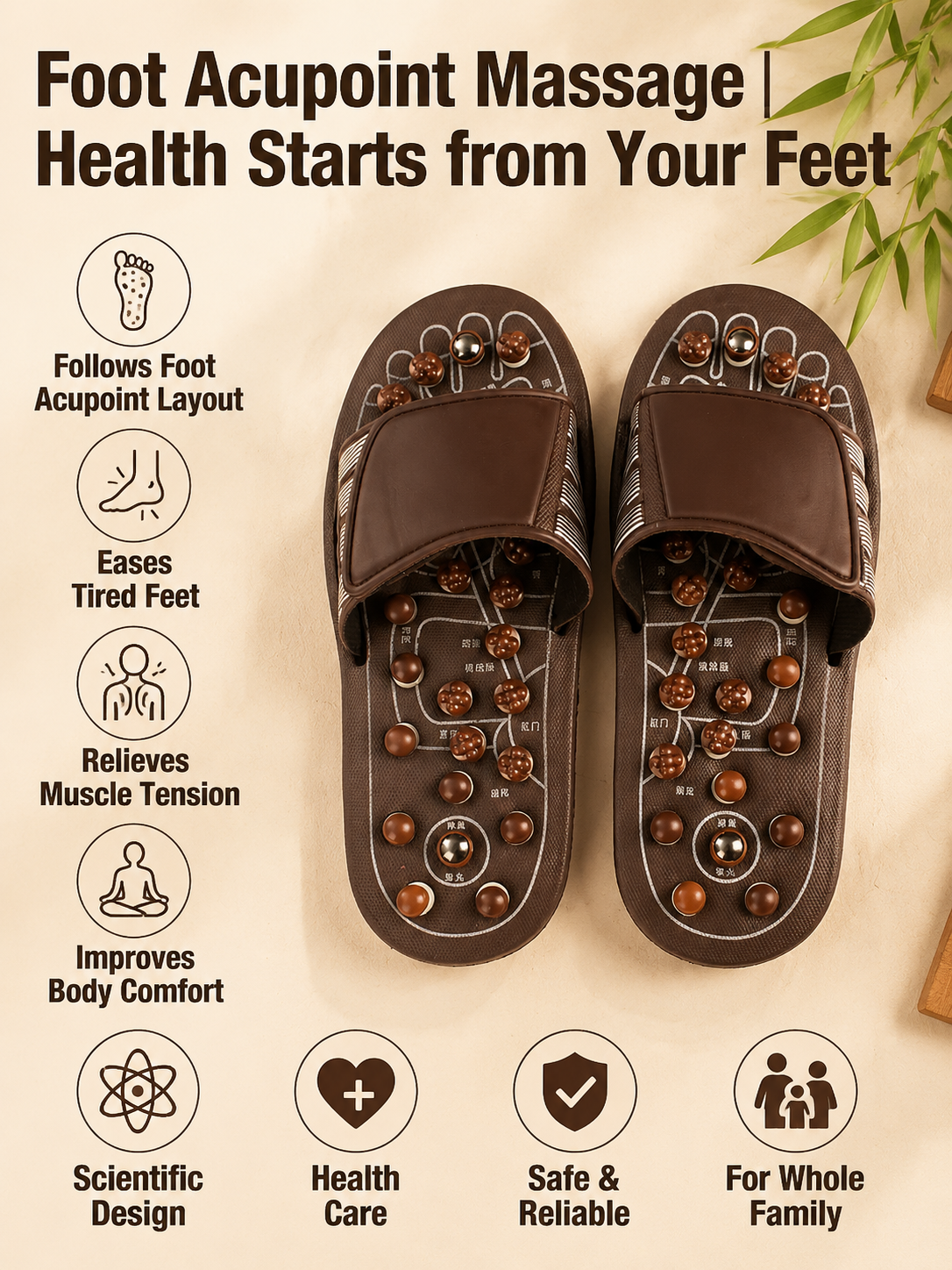 Ad justable Acupressure Massage Slippers with Rotatable Spring Nodes-9YOE9
