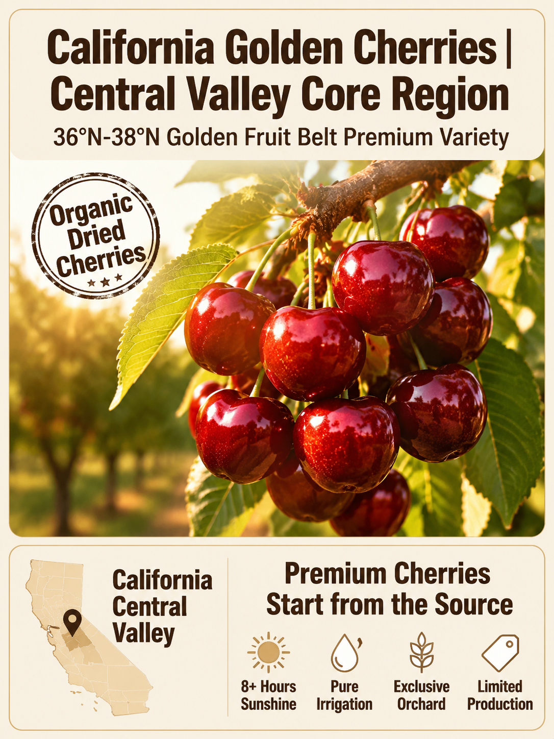 🍒Dried Sour Cherry Snacks, Natural Pitted Fruit Treats 👨‍👩‍👧‍👦Small chewy fruit bites, create sweet relaxing family leisure time-9YOE9