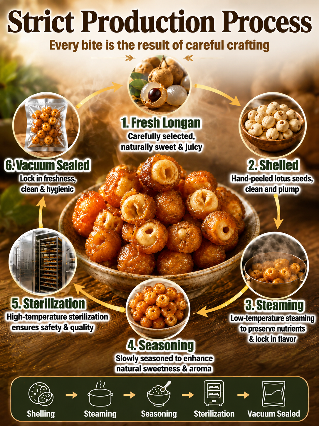 Longan Wrapped Lotus Seeds. Natural Ready-to-Eat Dried Fruit Snack for HeaIth & Relaxation-9YOE9