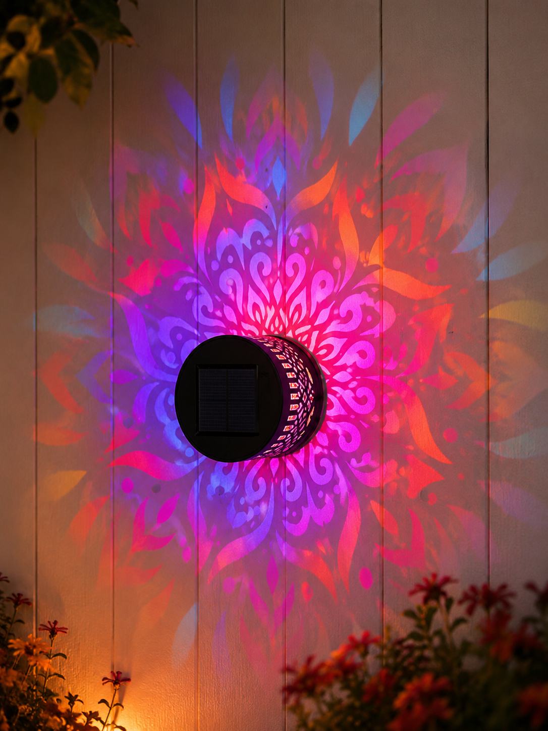 Solar Mandala Fence Lights, Outdoor Wall Decor-9YOE9