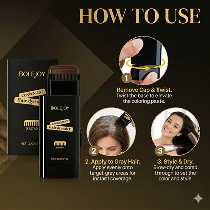 BOLEJOY Instant Gray Hair Touch-Up Stick – Quickly Cover White Roots & Hairline Gaps, Long-Lasting Waterproof Color-9YB
