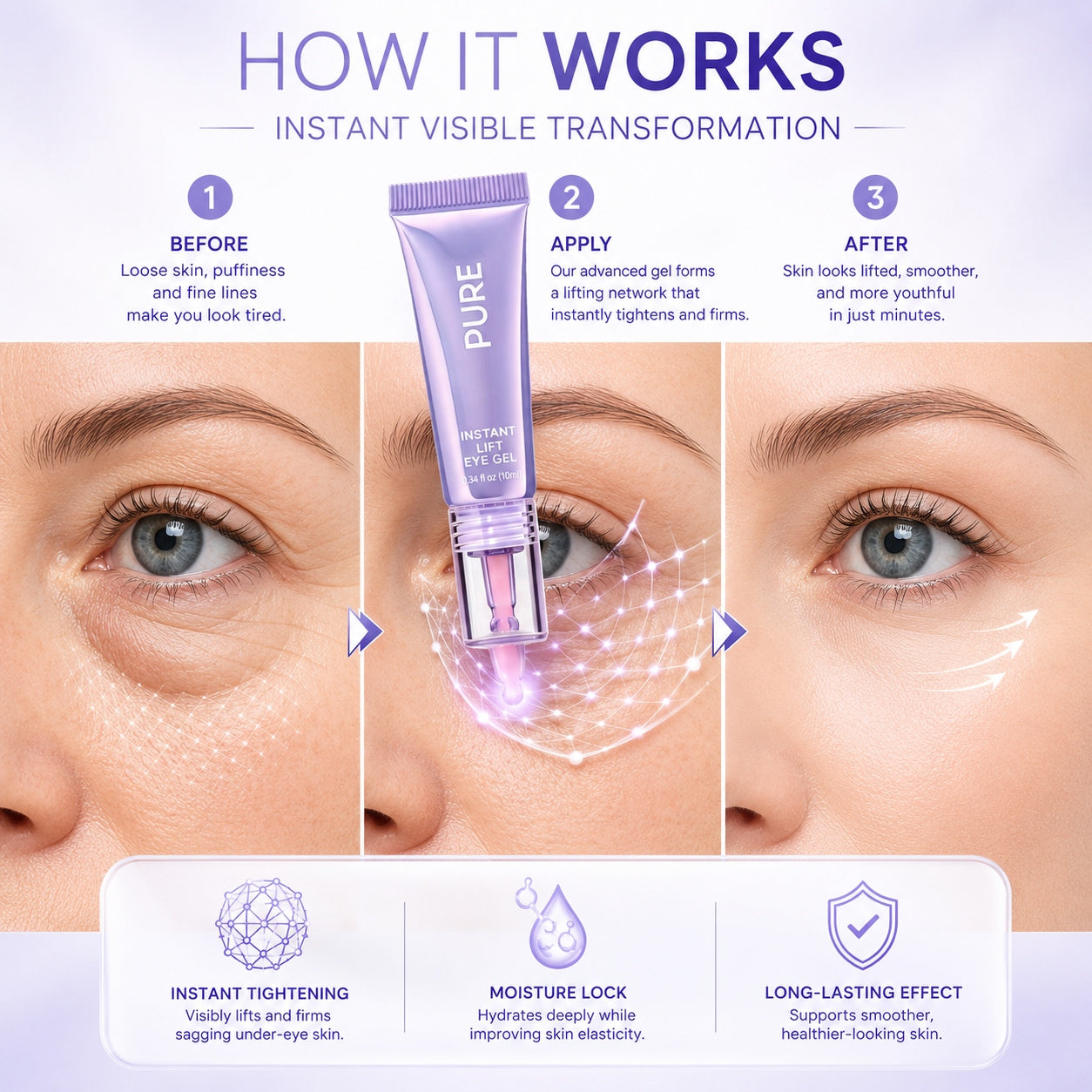 BOLEJOY Instant Lift Eye Gel – Advanced Under-Eye Tightening Technology for Puffiness, Fine Lines & Tired Eyes-9YB