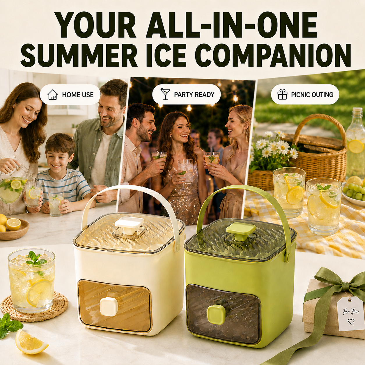 Summer Essential: Dual-Chamber Ice Maker and Storage Container-9YB