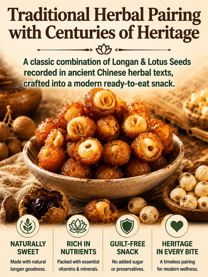 Longan Wrapped Lotus Seeds. Natural Ready-to-Eat Dried Fruit Snack for HeaIth & Relaxation-9YOE9
