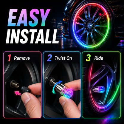 Smart RGB Tire Valve Lights – Motion-Sensing, Waterproof, Easy Install-9YB