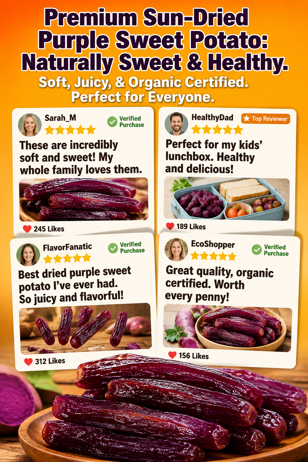 💜Healthy Low Fat Purple Sweet Potato Snack 👨‍👩‍👧‍👦chat and enjoy guilt-free chewy purple bites with your beloved family-9YOE9