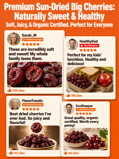🍒Dried Sour Cherry Snacks, Natural Pitted Fruit Treats 👨‍👩‍👧‍👦Small chewy fruit bites, create sweet relaxing family leisure time-9YOE9