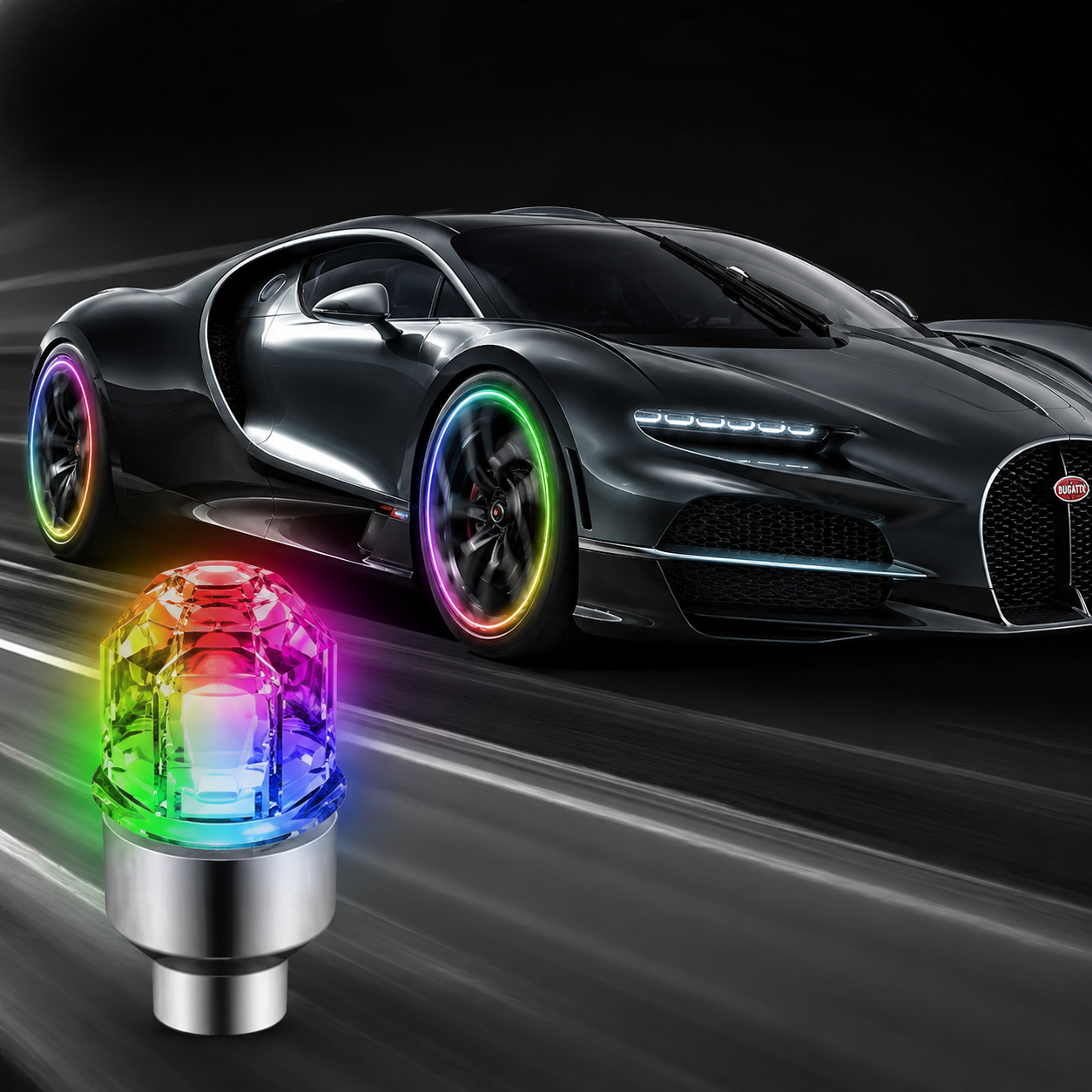 Smart RGB Tire Valve Lights – Motion-Sensing, Waterproof, Easy Install-9YB