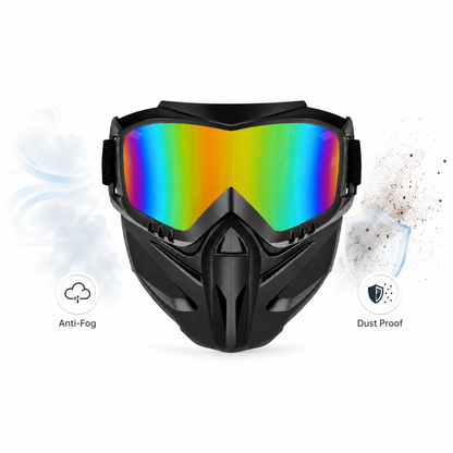 Full-Face Outdoor Goggles with Anti-Fog Lens & Detachable Mask-9YB