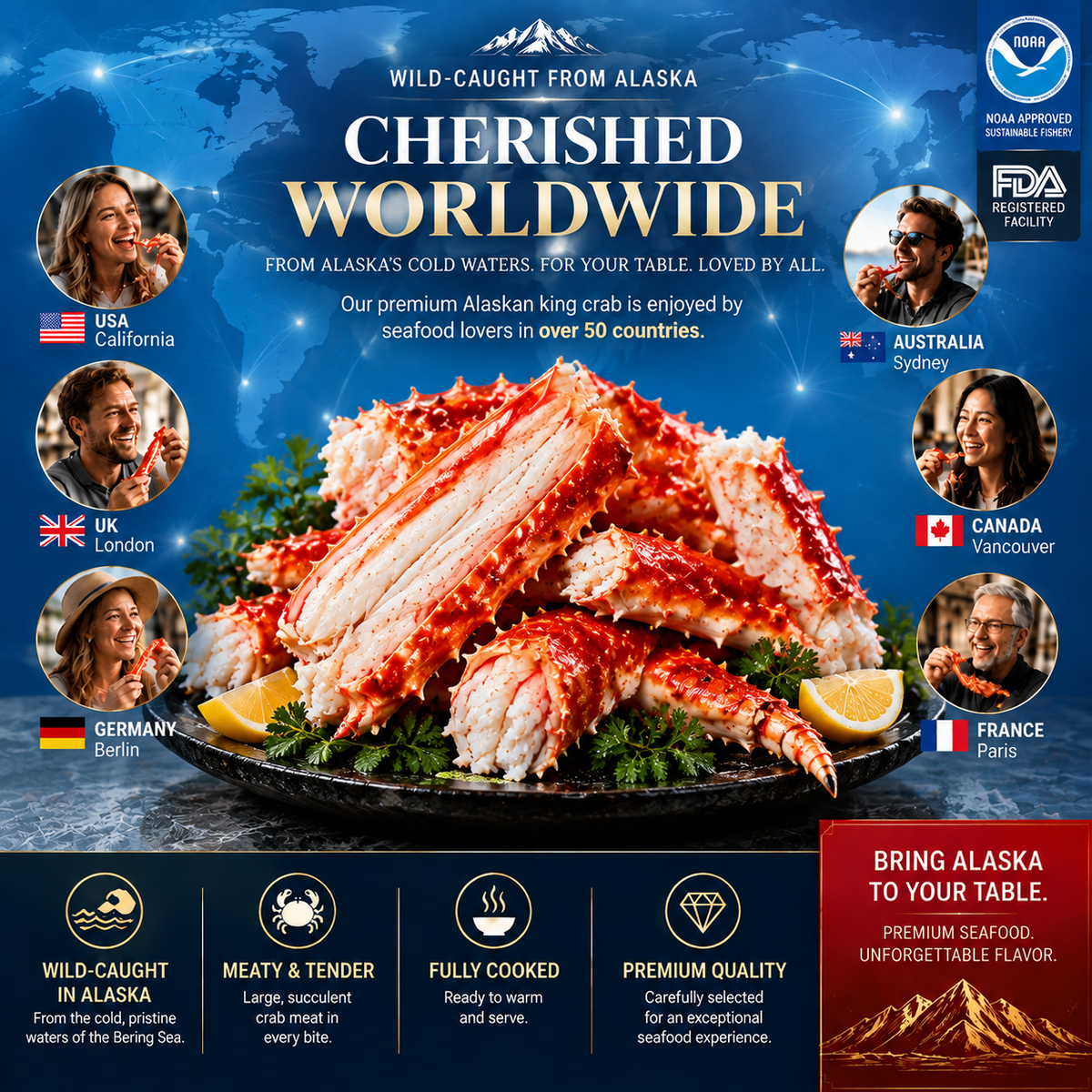 🦀Wild-caught Alaskan Red King Crab — High-protein, pure meat crab legs🦀-Family