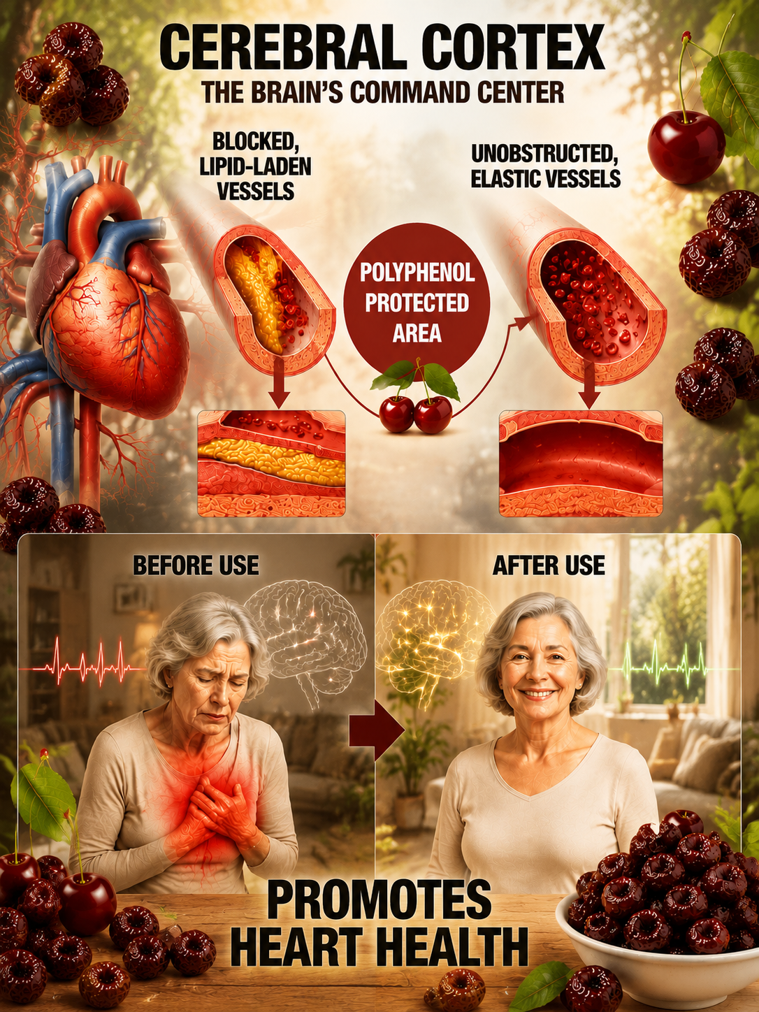 🍒Dried Sour Cherry Snacks, Natural Pitted Fruit Treats 👨‍👩‍👧‍👦Small chewy fruit bites, create sweet relaxing family leisure time-9YOE9