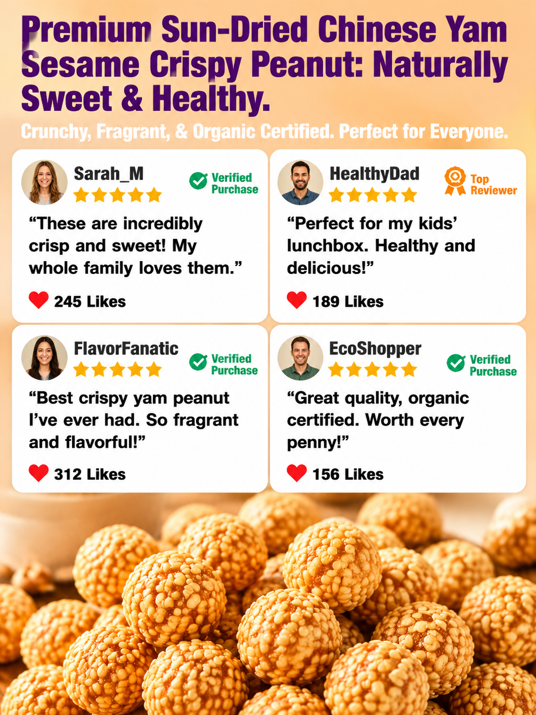 🥜Sesame Coated Yam Peanuts. 👨‍👩‍👧‍👦 Ideal shared snack for the whole familyOriginal Flavor-9YOE9