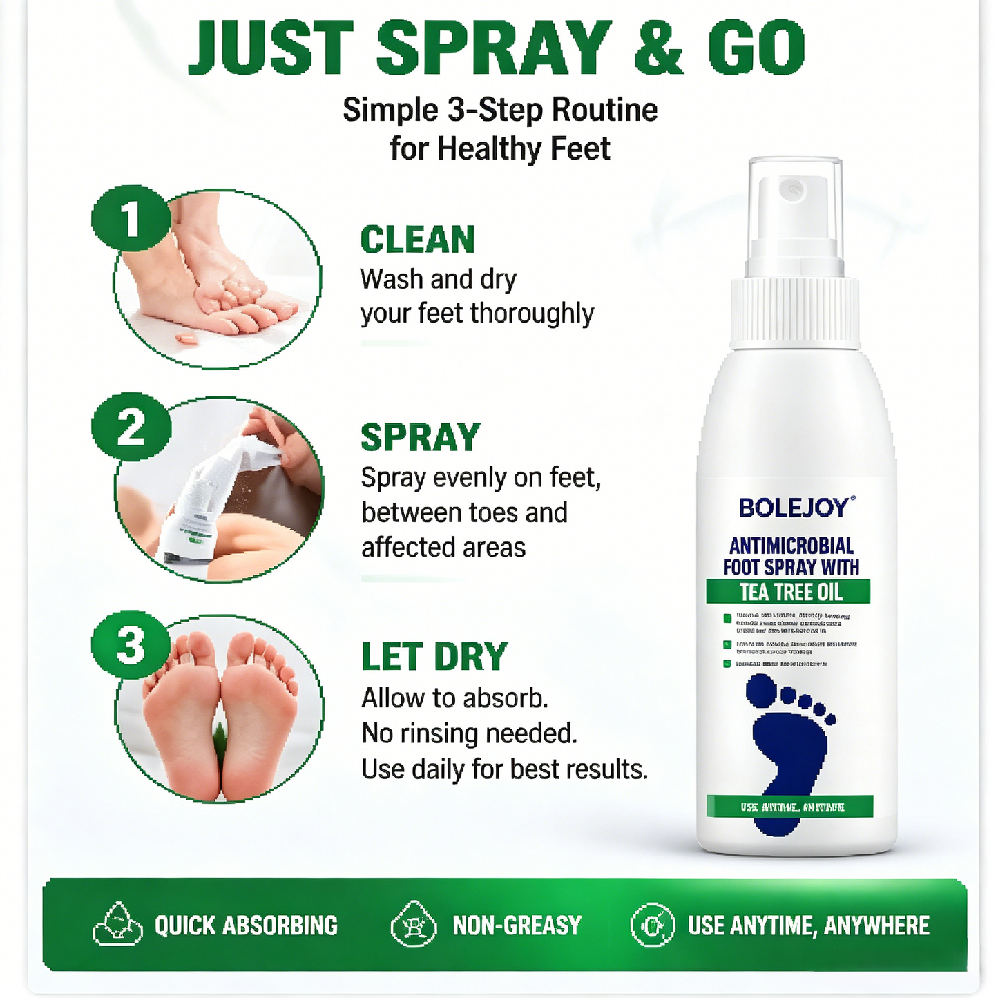 Tea Tree Foot Spray – Eliminates Odor, Fights Fungus & Refreshes Feet Instantly-9YB