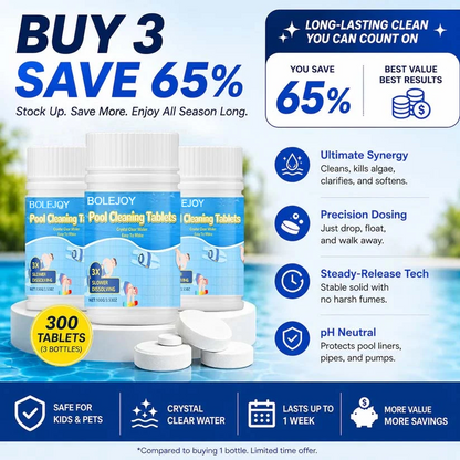 Pool Cleaning Tablets | 2X Algae Control, Gentle & Safe for Family Use-9YOE9