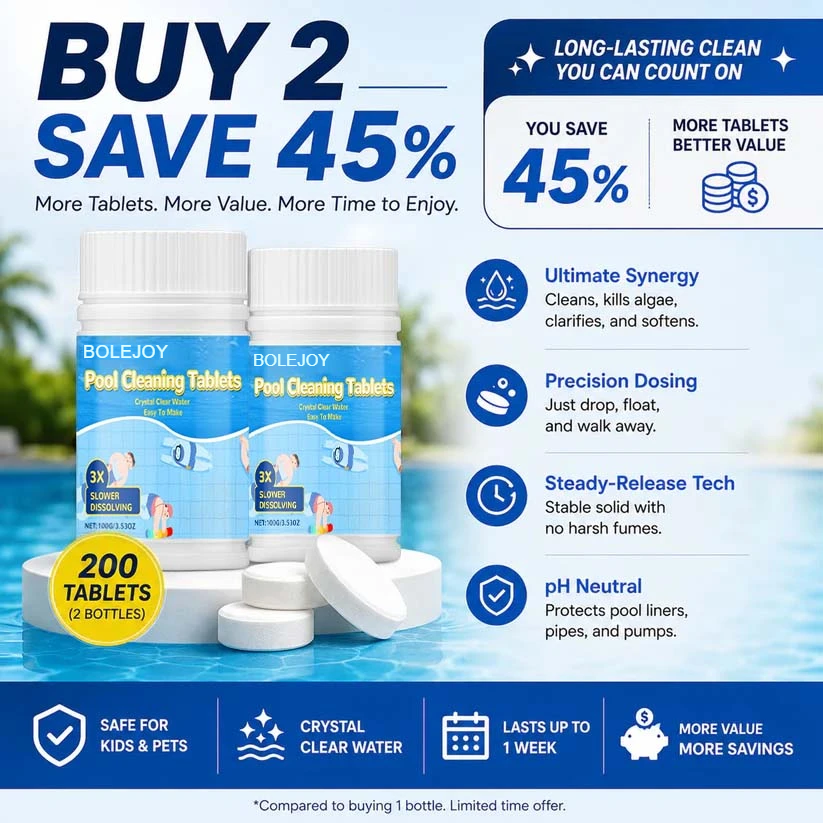 Pool Cleaning Tablets | 2X Algae Control, Gentle & Safe for Family Use-9YOE9