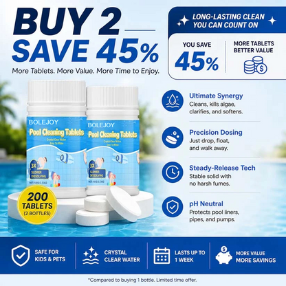 Pool Cleaning Tablets | 2X Algae Control, Gentle & Safe for Family Use-9YOE9